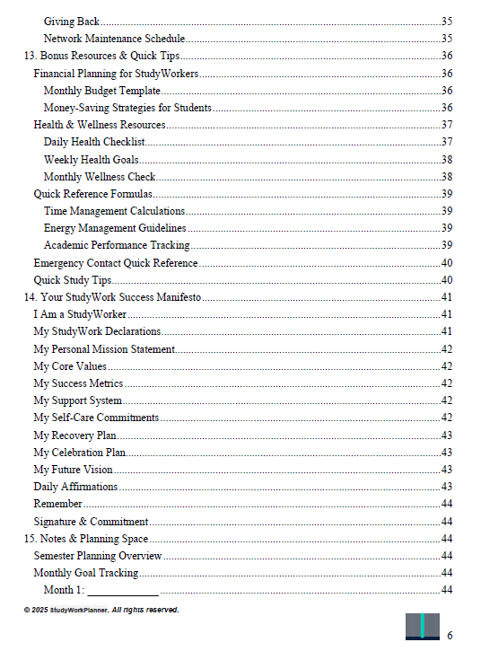 StudyWork Planner